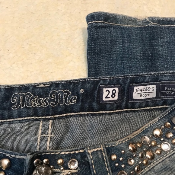 Miss Me Crystal Studs JP4288-5 Bootcut Jeans 28 - Picture 7 of 8
